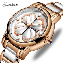 SUNKTA Fashion Simple Rose Gold Ceramic Women Watches Waterproof Ladies Girl Dress Bracelet Quartz Watch Women Relogio Feminino 2024 - buy cheap