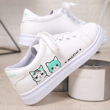 High Quality 2018 Newest Pu Leather Women Flat Casual Shoes Students Cartoon Cat Single Casual Shoes Flats 2024 - buy cheap