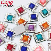 Cong Shao 100Pcs 12mm Square shape Colorful Flat Back Resin Rhinestone Trim Stones And Crystals DIY Costume Accessories YB740 2024 - buy cheap