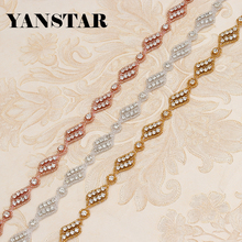 YANSTAR (5Yards) Wholesale Handmade Wedding Dress Belts  Crystal Rhinestones Appliques Accessory Sewing On Bridal Sash YS881 2024 - buy cheap