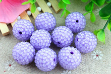 Kwoi vita Light Purple Clear  Resin Rhinestone Ball  beads Wholesales  AAA Quality 20mm Chunky 100pcs/lotfor Kids  Jewelry 2024 - buy cheap