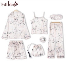 Fdfklak Spring Summer New Pyjamas Women Floral 7 Pieces Pajamas For Women Sleepwear Set Pijamas Mujer Home Clothes Q1172 2024 - buy cheap
