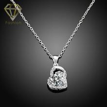 2017 Romantic Purple/White Heart Silver Plated Zircon Pendant Necklace Jewelry 2024 - buy cheap