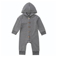 Casual Newborn Baby Boy Girl Kids Striped Button  Romper Jumpsuit Hooded Clothes Outfit 2024 - buy cheap