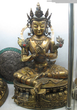 xd 001554  22"Tibet 100% Bronze 24K Gold Maitreya Kwan yin Green Tara Buddha statue 2024 - buy cheap