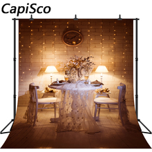 Capisco Brick wall Light Bulb Table flower Dinner Night indoor Scenic Photo Backgrounds Photography Backdrops For Photo Studio 2024 - buy cheap