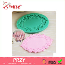 Valentine's Day Oval Frame Sugar Silicone Mold Picture Frame/nameplate Mold Mirror Fondant Cake Decoration Tools Moulds PRZY 001 2024 - buy cheap