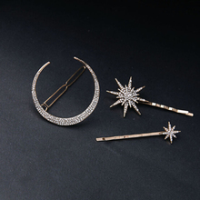 3Pcs Vintage  Hair Clips Set Alloy Rhinestone Moon Snowflake Star Women Geometric Hair Pin Female Girls Elegant Hair Accessories 2024 - compre barato