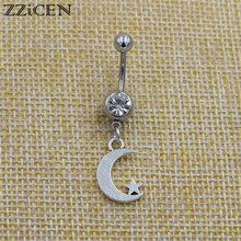 Summer Bikini Fashion Planet Saturn Pendant Belly Button Rings Moon and Star Crystal Bar Navel Piercing Ring Body Jewelry 2024 - buy cheap