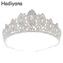 Hadiyana-tiara y corona de zirconia cúbica brillante, corona de princesa de lujo con diamantes de imitación, de cobre, para boda, graduación, HG6101 2024 - compra barato