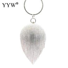 Bolso de noche redondo con borla de diamante para Mujer, bolsa de noche para fiesta y boda, de plata, a la moda, Mini bolso de mano para Mujer 2024 - compra barato