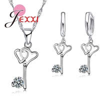 Hot Design Fashion Bridal Jewelry Women  Cubic Zircon Crystal  Silver Necklace Earrings Jewellery Set 2024 - buy cheap