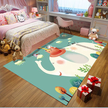 Tapete grande com estampa de desenho animado, tapete de tamanho grande com estampa de gato rosa, verde, elefante 3d para sala de estar, quarto, área, tapete personalizado para casa 2024 - compre barato