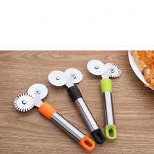 1PC Stainless Steel Double Roller Pizza Knife Cutter Pastry Pasta Dough Crimper Round Hob 4cm Lace Wheel Kitchen Tools KX 264 2024 - buy cheap