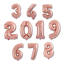 32-дюймовый воздушный шар с цифрами, розовое золото, серебро, фольга, цифры 0-9, день рождения, свадьба, помолвка, вечерние украшения на годовщину 2024 - купить недорого