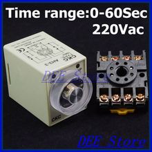 Power On Delay Timer 0-60 segundo AH3-3 Com Soquete Base PF083A Relé 220 V 2024 - compre barato