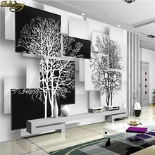 Beibehang-papel tapiz de pared 3d personalizado, Mural de Foto Simple en blanco y negro, árbol grande 3D, decoración del hogar 2024 - compra barato