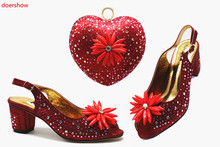 Doershow-zapatos italianos de color rojo con bolsa a juego, conjunto de zapatos italianos de alta calidad y bolsa para HTB1-13 de boda y fiesta, superventas 2024 - compra barato