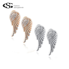 Женские серьги-гвоздики с крыльями ангела GS G5, современные и красивые свадебные серьги с кристаллами и перьями 2024 - купить недорого