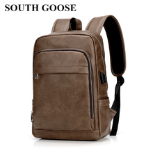 SOUTH GOOSE Fashion Men Backpack High Quality PU Leather School Book Bag For Teenager Male Business Laptop Backpacks Travel Bag 2024 - buy cheap