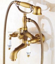Wall Mounted Bathtub Faucet Antique Brass Tub Sink Faucet Telephone Style Bathroom Bath Shower Set with Handshower Ktf313 2024 - buy cheap