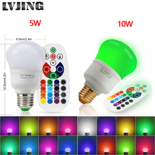 5W 10W E27 RGB LED bulb Home Decor Interior Spot Light 16 Color Changing RGB Magic Stage bar Club bulb lamp 24key Remote Control 2024 - buy cheap