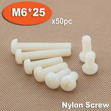 50pcs DIN7985 M6 x 25 White Plastic Nylon Pan Head Phillips Screw Cross Recessed Raised Cheese Head Screws 2024 - buy cheap