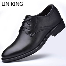 LIN KING Fashion Lace Up Formal Shoes Men's Casual Oxfords Shoes New Pointed Toe Dress Shoes Anti Skid Shallow Office Work Shoes 2024 - buy cheap