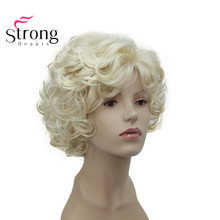 StrongBeauty Short Soft Shaggy Layered Cute Blonde Curly Wavy Short Synthetic Women's daily full Wig 2024 - buy cheap