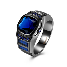 Anel de relógio de cristal azul, anel preto com cor de arma para mulheres e homens, joias, anel, anillos, aneis, bague love presente, atacado 2024 - compre barato
