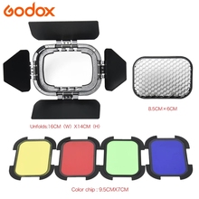 Godox BD-07 Bowens Mount Barn Door + Honeycomb Grid + 4 Color Filter for Standard Reflector for Godox AD200 Flash 2024 - купить недорого