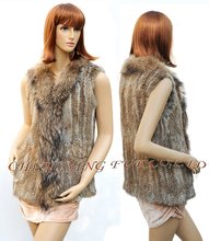 CX-G-B-76A Hand Knitted  Ranch Raised Rabbit Fur Fashion Vest Women ~ DROP SHIPPING 2022 - buy cheap