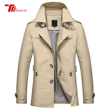 Мужское длинное пальто, приталенный Тренч, ветровка из хлопка, верхняя одежда 2024 - купить недорого