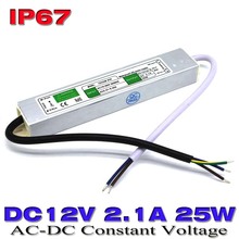 DC12V 2.1A 25W Electronic LED Driver IP67 Waterproof Switching Power Supply For Outdoor Lighting Transformers 100-240V AC to DC 2024 - buy cheap