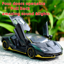 Coche deportivo de aleación extraíble para niños, modelo 1:32 LP770-4, puertas de juguete a presión con sonido abierto, rueda de coche súper de carreras 2024 - compra barato