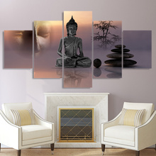 Modern HD Printed Pictures Canvas Painting 5 Panel Zen Buddha Statue Wall Art Home Decoration Framework Poster For Living Room 2024 - buy cheap