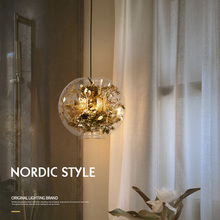 Lámpara colgante de techo de cristal para sala de estar, luz LED de bola dorada 3D de diseño nórdico moderno para Loft, cocina, comedor y Bar 2024 - compra barato