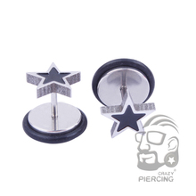 Venda quente 1 par estilo estrela punk parafuso plugues de orelha aço cirúrgico clássico silicone parafuso prisioneiro brincos masculino/feminino corpo piercing jóias 2024 - compre barato