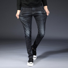 Мужские классические высокие стрейч Длинные джинсы мужской Бизнес Smart Повседневное джинсовые узкие брюки эластичные модные джинсы AA11425 2024 - купить недорого