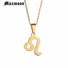 Maxmoon Hot Sale 12 Constellations Stainless Steel  Zodiac Sign Pendant Necklace Leo Name Necklace For Birthday Gift Bijoux 2024 - buy cheap