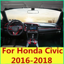 Caja de cambios de tira de control central, accesorio de rendimiento de fibra de carbono, color rojo, para Honda Civic 2016-2018, sedán de décima generación 2024 - compra barato