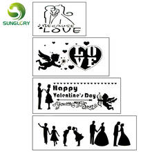 Happy Valentine's Day Fondant Decorating 4PCS Love Cake Stencil Wedding Decoration Cupcake Template Mold Baking Tools For Cakes 2024 - buy cheap