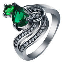 Anel de noivado com design de luxo, pedra azul verde, novo, preto, para mulheres, nova moda, joia, elegante, princesa, zircônia, anel de noivado, imperdível 2024 - compre barato