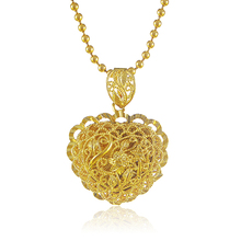 Бесплатная доставка 24K желтое золото ожерелье сердце цветок кулон 46 см 2 мм бусы ювелирные изделия Высокое качество P043 2024 - купить недорого