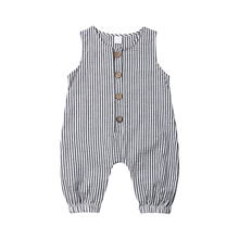 2019 Brand Infant Newborn Baby Boy Girl Cotton Romper Jumpsuit Clothes Outfits Sunsuit Baby Striped Sleeveless Buttom Rompers 2024 - buy cheap