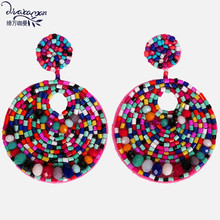Dvacaman Large Round Drop Earrings Women Colorful Beads Big Statement Earrings 2019 Bridal Dangle Earrings Party Gifts Love Girl 2024 - buy cheap