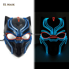 Newest Black Panther EL Wire Masks Movie Fantastic Cosplay Light Up Mask for Halloween Cosplay-Props Superhero Figure 2024 - buy cheap