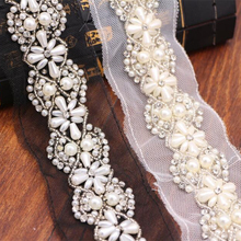 Pearl Beaded Lace Trim 2 Yard For Costume Wedding Dress Belt Brial Sash Jewelry Design 2024 - buy cheap