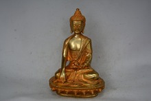 Редкая старая тибетская медная позолоченная статуя Будды/скульптура, хорошая резьба, лучшая коллекция и украшение, бесплатная доставка 2024 - купить недорого