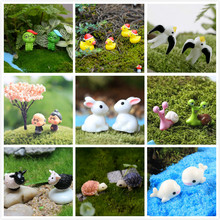 Mini conejo de adorno para jardín, estatuilla en miniatura, planta en maceta, Hada, resina sintética, pintada a mano, decoración de Mini conejo 2024 - compra barato